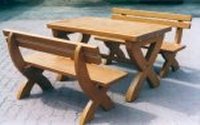 Sitzbank mit Tisch massiv Holz